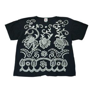 Vintage 90s EZL Size 2XL Women's T Shirt‎ with Pearl Embellishments